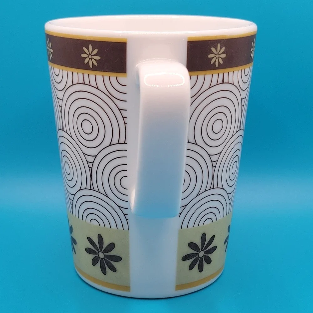 IKEA Retro Swirl Floral Ceramic Coffee Mug 12 oz Scandinavian Y2K
